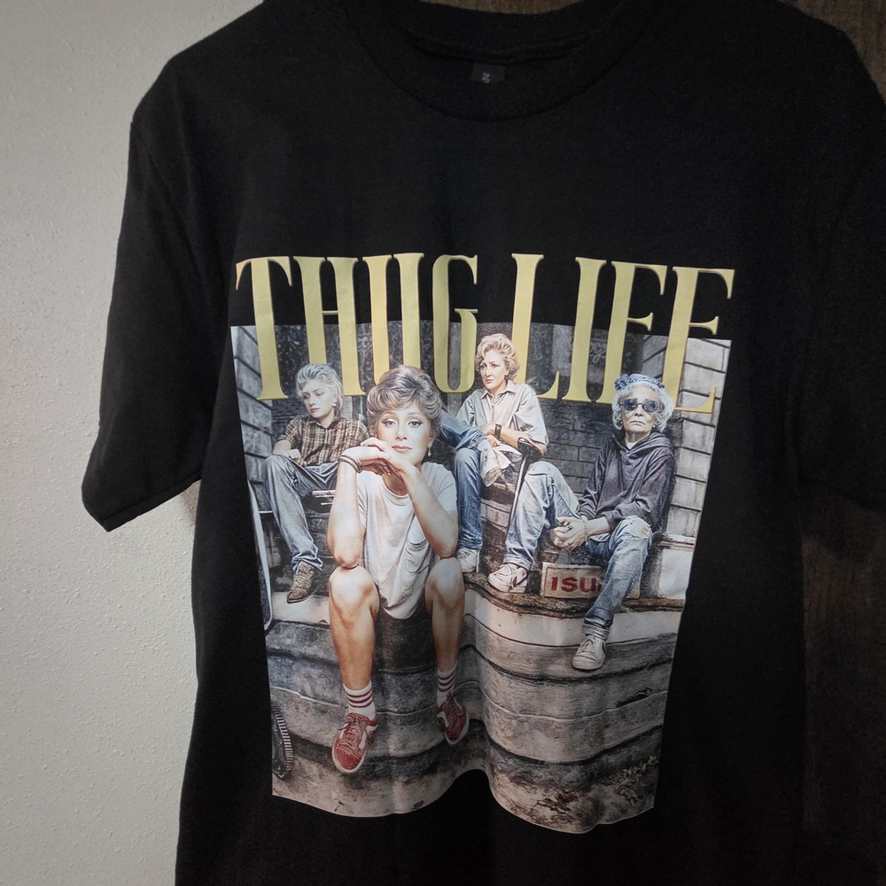 Golden Girls Black Heavy Cotton T-Shirt "THUG LIFE"